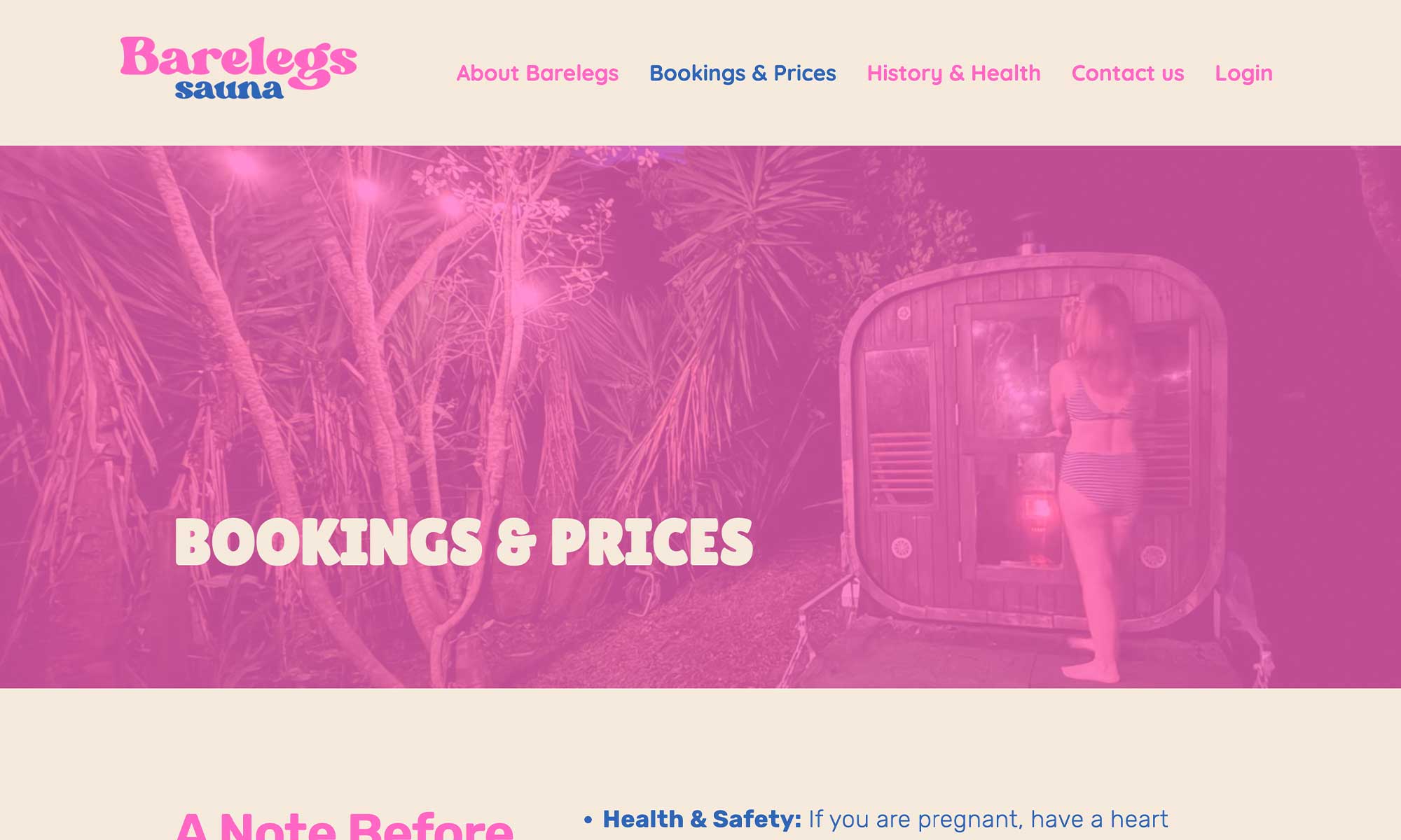 Barelegs Bookings page